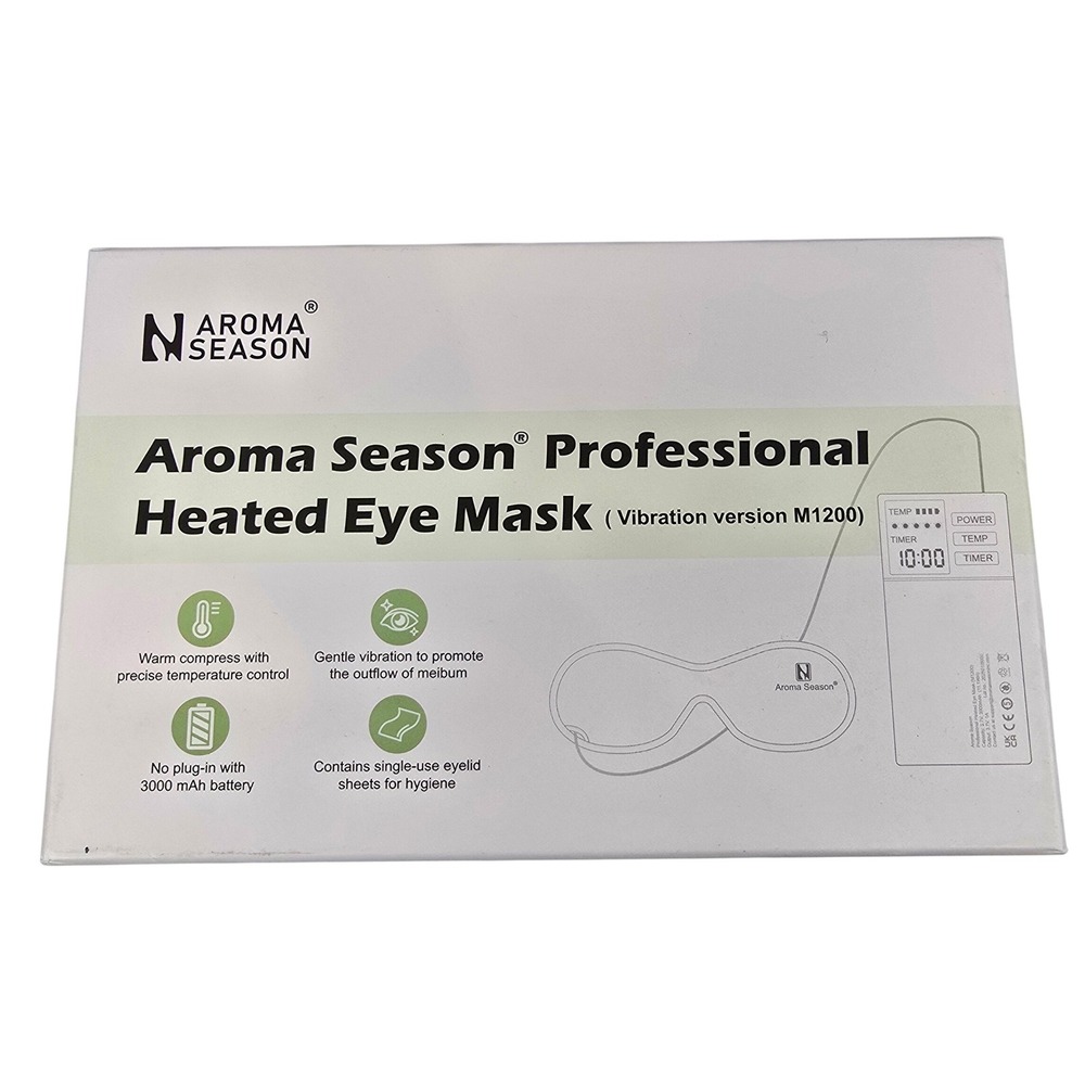 Aroma Season Professional Heated Eye Mask Vibration M1200 Grey 3000mAh Battery